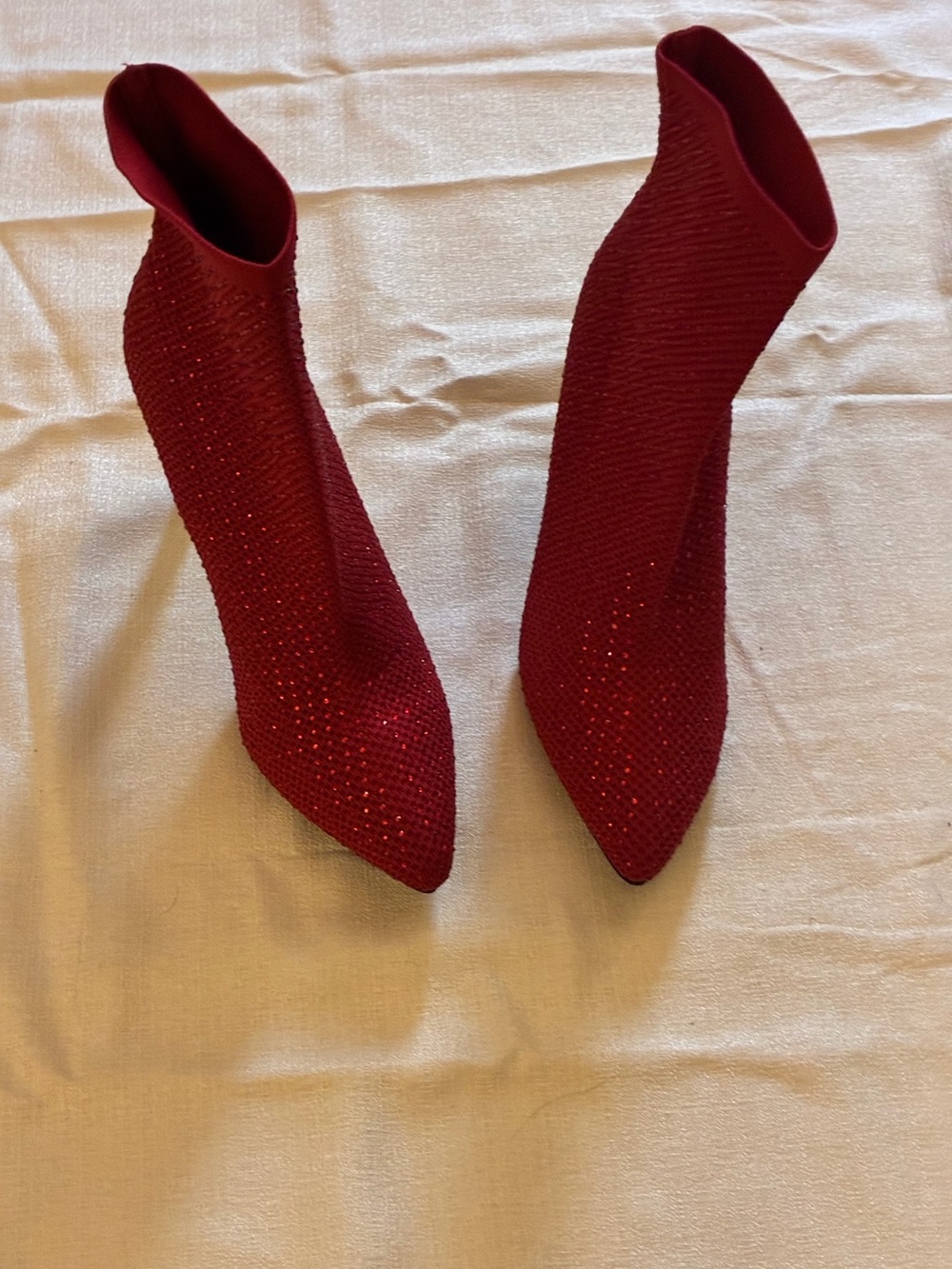 MIA Mercy Red Rhinestone Sock Boots – Size 11